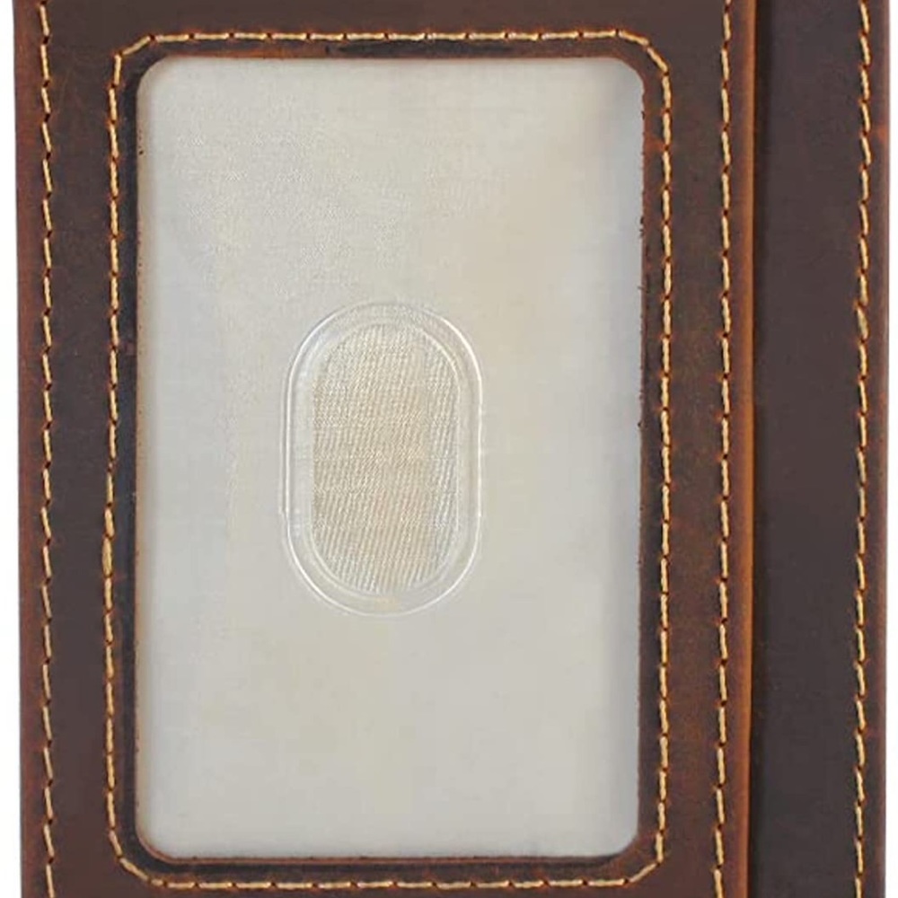 NEW Dark Brown Vintage Commerce Genuine Leather Airtag Holder Wallet - - Picture 3 of 8